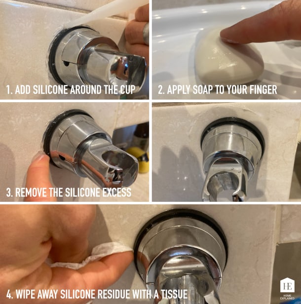 Make a suction cup stick to a tiled shower wall I HomeExplained.com